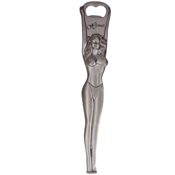 Bikini Girl Bottle Opener Hawaii Beauty Silver Barware - Picture 1 of 6